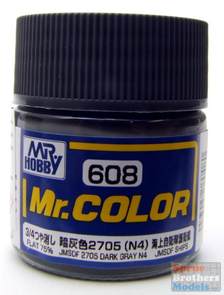 GUNC608 Flat JMSDF 2705 Dark Gray (N4) Color - Gunze Sangyo Mr Color Paint Line 10ml
