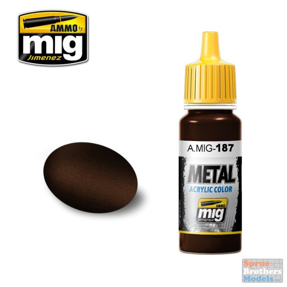 AMM0187 AMMO by Mig Metal Acrylic Color - Jet Exhaust Burnt Iron (17ml bottle)