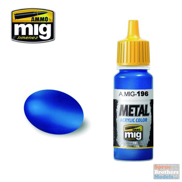 AMM0196 AMMO by Mig Metal Acrylic Color - Warhead Metallic Blue (17ml bottle)