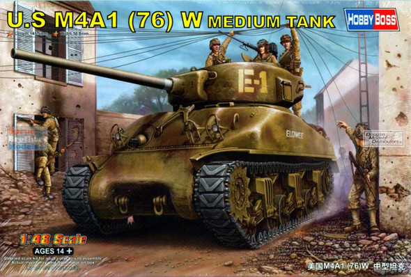 HBS84801 1:48 Hobby Boss US M4A1(76)W Sherman Medium Tank