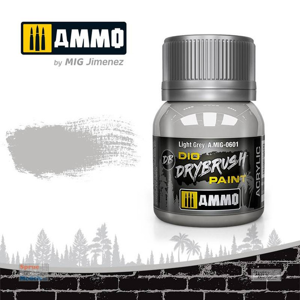 AMM0601 AMMO by Mig Dio Drybrush Paint - Light Grey (40ml bottle)