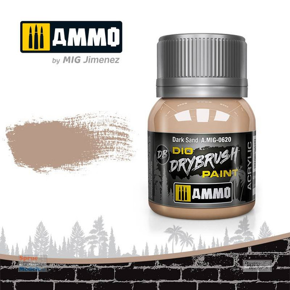 AMM0620 AMMO by Mig Dio Drybrush Paint - Dark Sand Earth (40ml bottle)