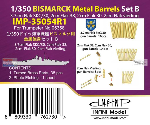 INFIMP35054R1 1:350 Infini Model Bismarck Metal Barrels Set B (3.7cm 2cm)