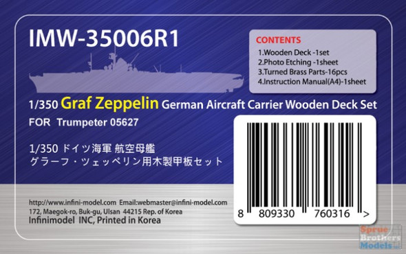 INFIMW35006R1 1:350 Infini Model Graf Zeppelin Wooden Deck Set (TRP kit)