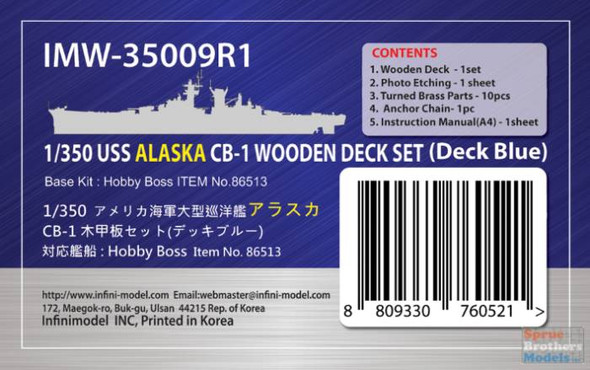 INFIMW35009R1 1:350 Infini Model USS Alaska CB-1 Wooden Deck (Deck Blue Color) Set (HBS kit)