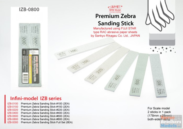 INFIZB0800 Infini Model Premium Zebra Sanding Stick - 800 Grit (2 pcs)