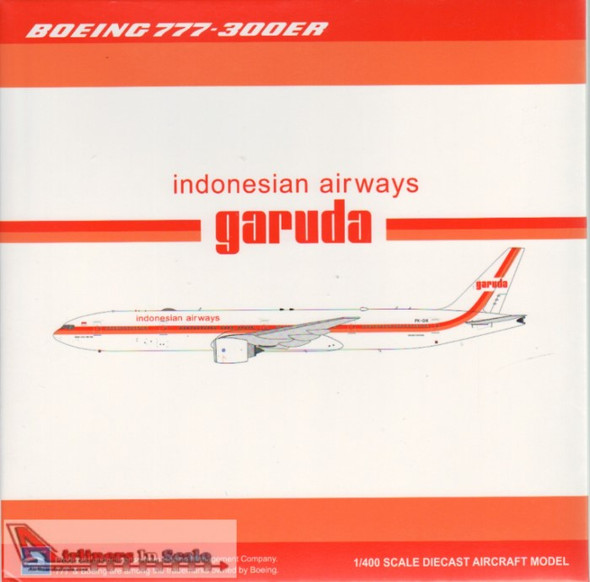 JCW4165 1:400 JC Wings Garuda Indonesian Airways Boeing 777-300ER Reg #PK-GIK (pre-painted/pre-built)