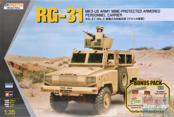 KIN61012 1:35 Kinetic RG-31 Mk 3 US Army Mine-Protected Armored Personnel Carrier