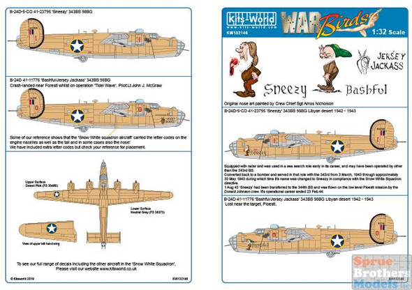 KSW132146 1:32 Kits-World Decals - B-24D Liberator 'Sneezy' & 'Bashful/Jersey Jackass'