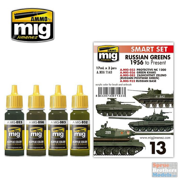 AMM7143 AMMO by Mig Smart Paint Set -  Russian Greens 1956-Present