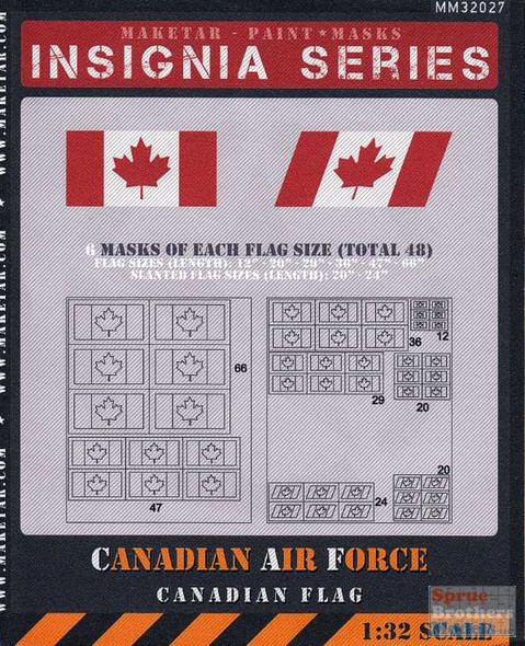 MAK32027K 1:32 Maketar Paint Masks Insignia Series - Canadian Air Force Canadian Flag