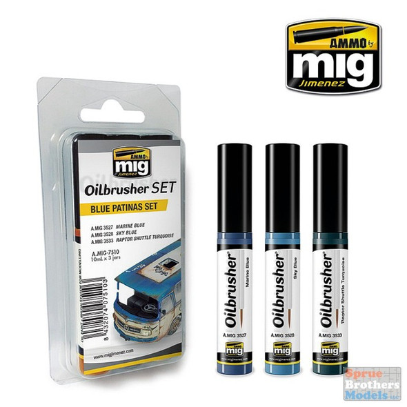 AMM7510 AMMO by Mig Oilbrusher Set - Blue Patinas