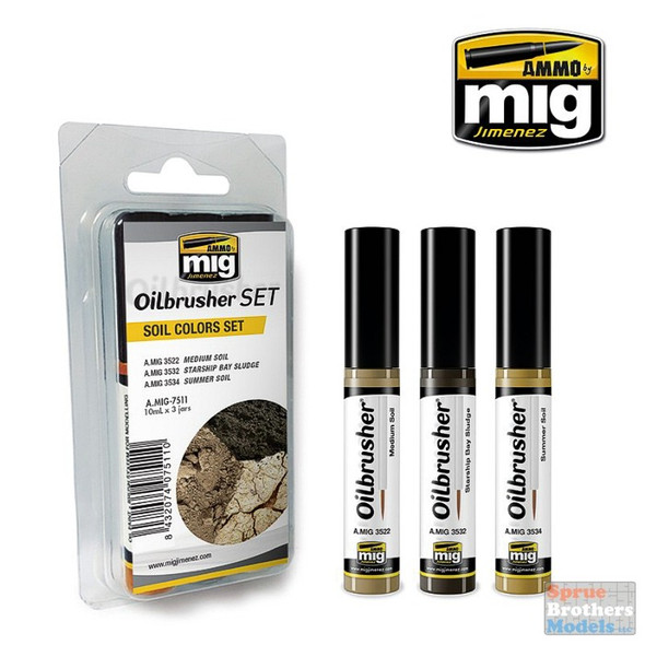 AMM7511 AMMO by Mig Oilbrusher Set - Soil Colors