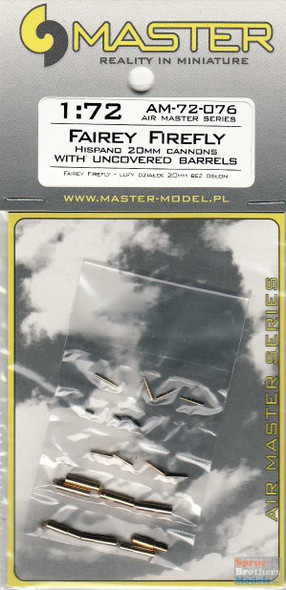 MASAM72076 1:72 Master Model Fairey Firefly Hispano 20mm Cannons with Uncovered Barrels