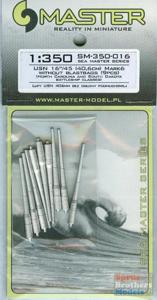 MASSM350016 1:350 Master Model USN 16in/45 (40,6 cm) Mark 6 Barrels - Without Blastbags (9pcs) #SM350016