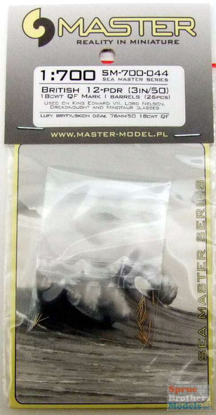 MASSM700044 1:700 Master Model British 12-Pdr (3in/50) 18CWT QF Mark I Barrels (26pcs)