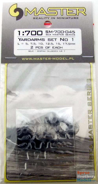 MASSM700045 1:700 Master Model Yardarms Set No 1 (5, 7.5, 10, 12.5, 15, 17.5mm) 2pcs of Each