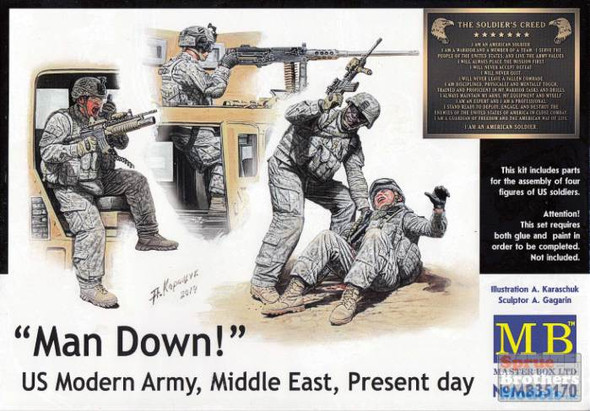 MBM35170 1:35 Masterbox "Man Down!" U.S. Modern Army, Middle East, Present Day - 4 Figure Set