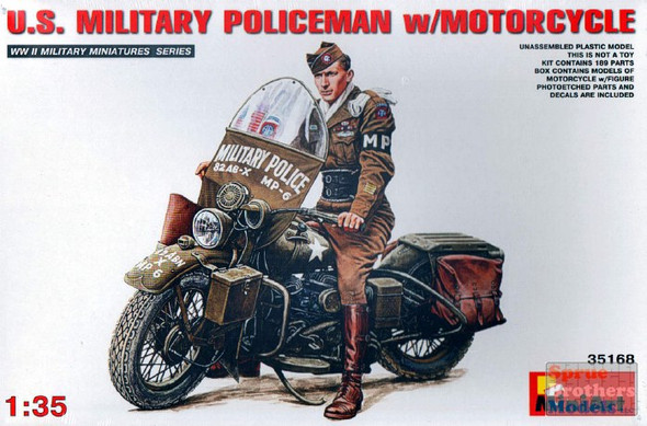 MIA35168 1:35 Miniart US Military Policeman with Motorcycle