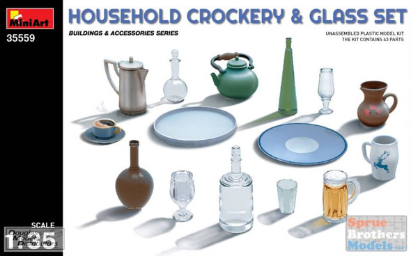 MIA35559 1:35 MiniArt Household Crockery & Glass Set