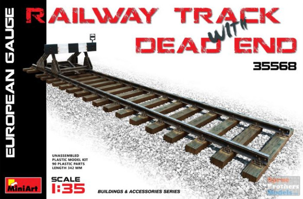 MIA35568 1:35 Miniart Railroad Track with Dead End - European Gauge