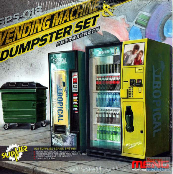 MNGSPS018 1:35 Meng Vending Machine & Dumpster Set