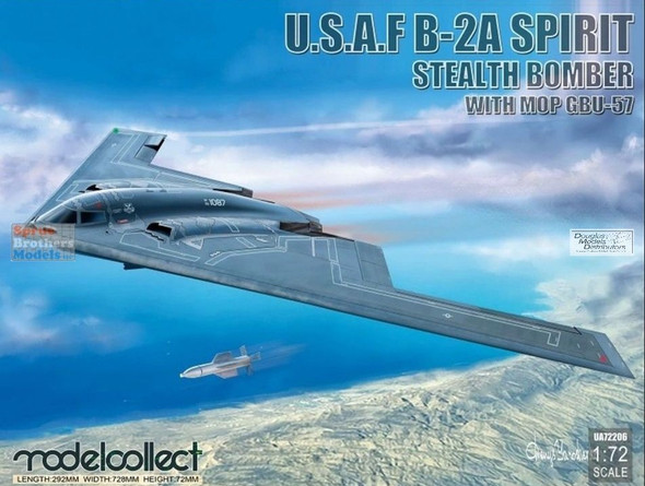 MOC72206 1:72 Modelcollect USAF B-2A Spirit Stealth Bomber with MOP GBU-57