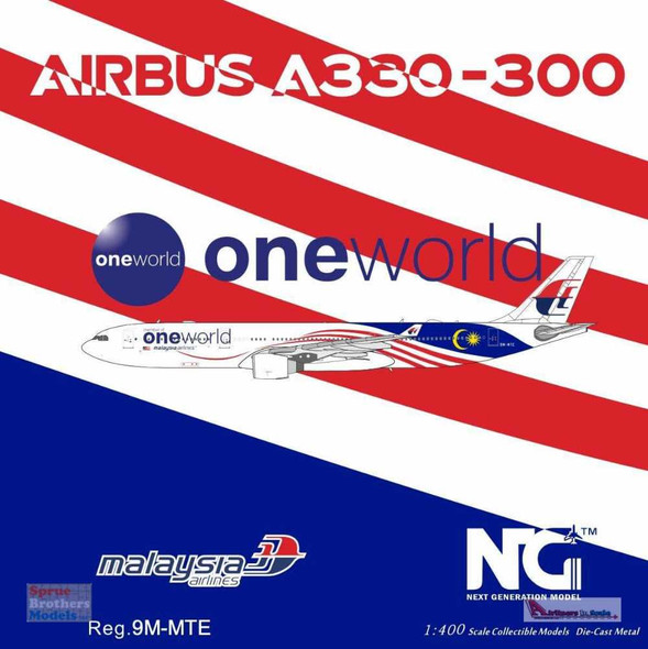 NGM62016 1:400 NG Model Malaysia Airlines Airbus A330-300 Reg #9M-MTE 'Malaysia Negaraku One World' (pre-painted/pre-built)