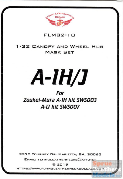 ORDFLM32010 1:32 Flying Leathernecks A-1H A-1J Skyraider Canopy & Wheel Hub Mask Set (ZKM kit)