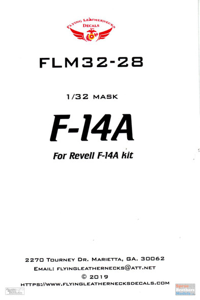 ORDFLM32028 1:32 Flying Leathernecks F-14A Tomcat Canopy and Wheel Hub Mask Set (REV kit)