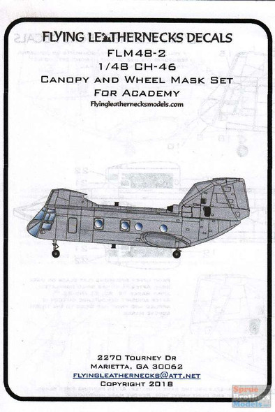 ORDFLM48002 1:48 Flying Leathernecks CH-46E Sea Knight Canopy & Wheel Mask Set (ACA kit)