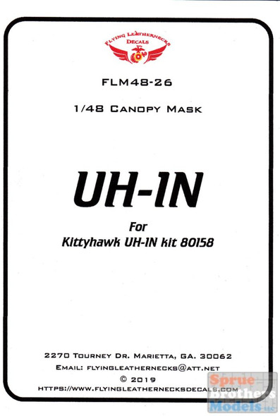ORDFLM48026 1:48 Flying Leathernecks UH-1N Huey Canopy Mask Set (KTH kit)