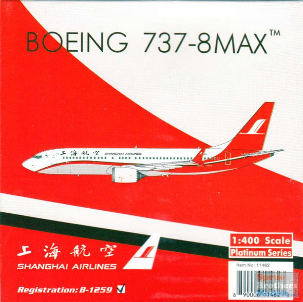 PHX1785 1:400 Phoenix Model Shanghai Airlines Boeing 737 Max 8 Reg #B-1259 (pre-painted/pre-built)