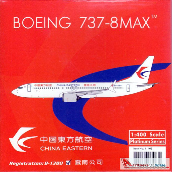 PHX1798 1:400 Phoenix Model China Eastern Boeing 737-8 Max Reg #B-1380 (pre-painted/pre-built)