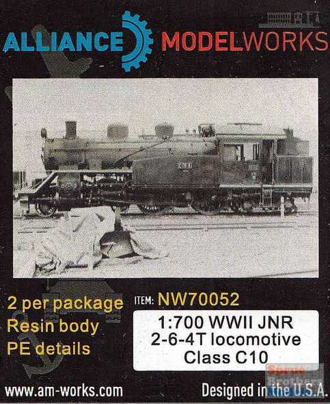 AMWNW70052 1:700 Alliance Modelworks WWII JNR 2-6-4T Locomotive Class C10 (2pcs)