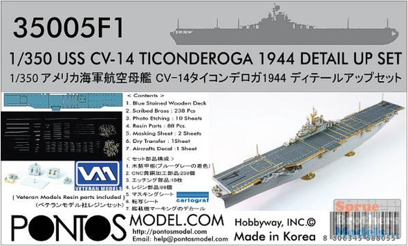 PONF35005 1:350 Pontos Model Detail Up Set - USS Ticonderoga CV-14 1944 (TRP kit)