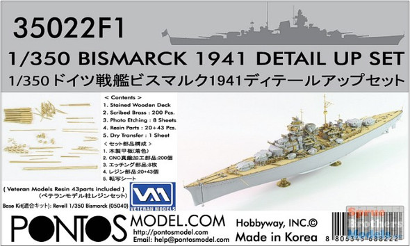 PONF35022 1:350 Pontos Model Detail Up Set - Bismarck 1941 (REV kit)