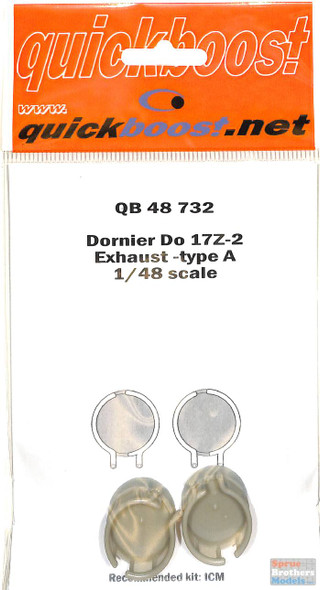 QBT48732 1:48 Quickboost Dornier Do 17Z-2 Exhaust Type A (ICM kit)