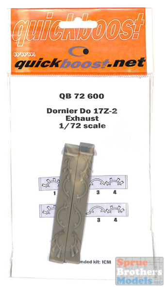 QBT72600 1:72 Quickboost Dornier Do 17Z-2 Exhaust (ICM kit)
