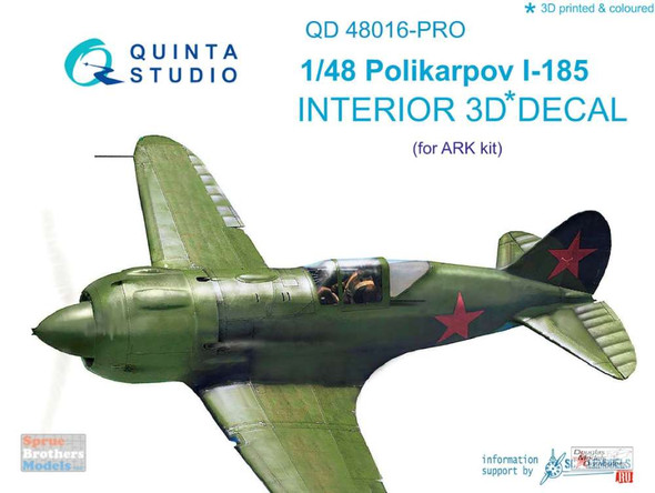 QTSQD48016Pro 1:48 Quinta Studio Interior 3D Decal - Polikarpov I-185 (ARK kit)