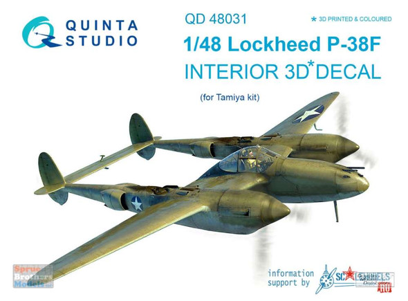 QTSQD48031 1:48 Quinta Studio Interior 3D Decal - P-38F Lightning (TAM kit)