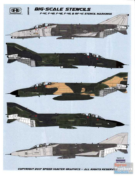 RAPSH32010 1:32 Speed Hunter Graphics - F-4C F-4D F-4E F-4G RF-4C Phantom II 'Big Scale Stencils' Markings