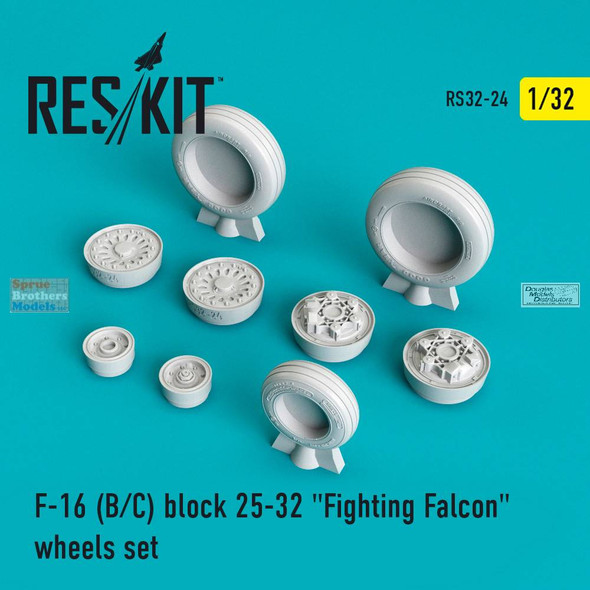 RESRS320024 1:32 ResKit F-16B F-16C Block 25 Block 32 Fighting Falcon Wheels Set