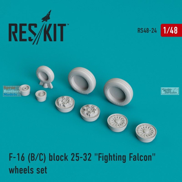 RESRS480024 1:48 ResKit F-16B F-16C Block 25 Block 32 Fighting Falcon Wheels Set