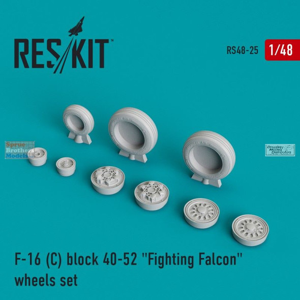 RESRS480025 1:48 ResKit F-16C Block 40 Block 52 Fighting Falcon Wheels Set