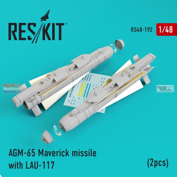 RESRS480192 1:48 ResKit AGM-65 Maverick Missile Set with LAU-117