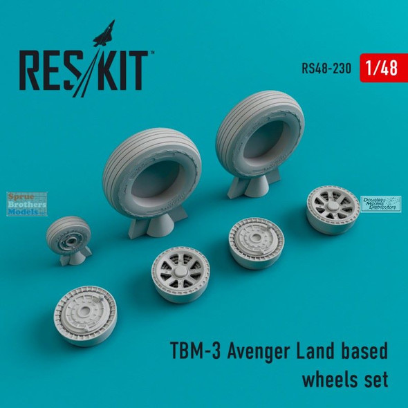 RESRS480230 1:48 ResKit TBM-3 Avenger Land Based Wheels Set