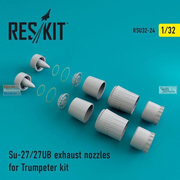 RESRSU320024U 1:32 ResKit Su-27 Su-27UB Flanker Exhaust Nozzles (TRP kit)