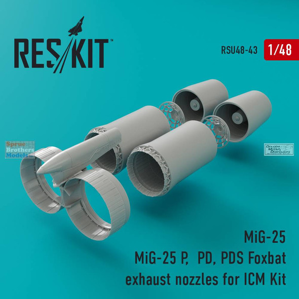 RESRSU480043U 1:48 ResKit MiG-25P/PD/PDS Foxbat Exhaust Nozzles (ICM kit)