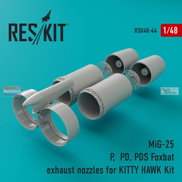 RESRSU480044U 1:48 ResKit MiG-25P/PD/PDS Foxbat Exhaust Nozzles (KTH kit)